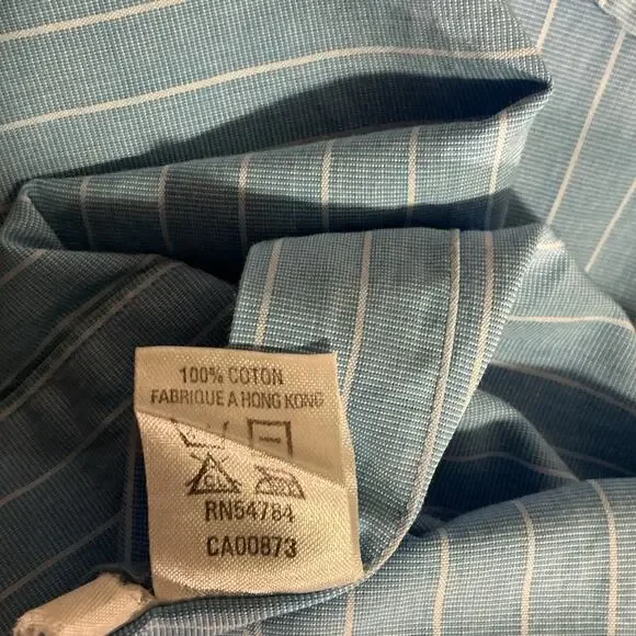 Valentino Uomo Blue Pinstripe Cotton Button Down Shirt Mens 15.5 34 35 - Picture 9 of 9